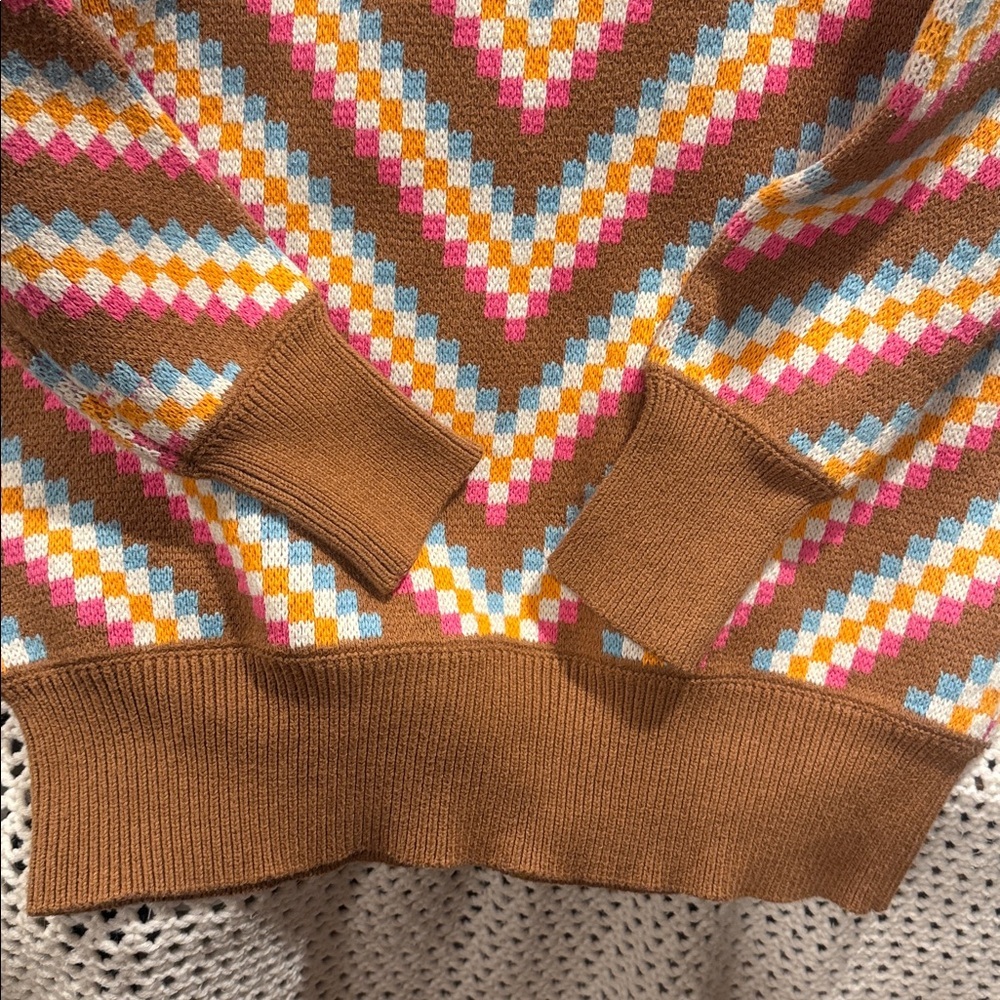 Victor Glemaud Multicolor Women’s Diamond Patterned Sweater L - Picture 3 of 9